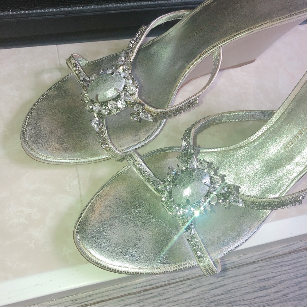 Giuseppe Zanotti silver crystals sandals wedges